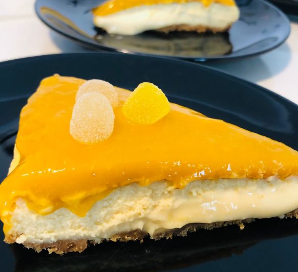 Cheesecake con cobertura de mango y maracuya con Thermomix® 